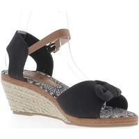 Chaussmoi Espadrilles compensées femme noires et camel à talons de 7 cm en women\'s Sandals in black