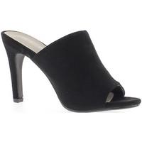 Chaussmoi Sabots noirs à talons fins de 10 cm look daim women\'s Mules / Casual Shoes in black