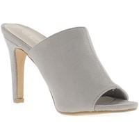 Chaussmoi Sabots gris à talons fins de 10 cm look daim women\'s Mules / Casual Shoes in grey