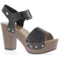 Chaussmoi Sandales noires à gros talon de 9, 5cm et plateforme épaisse aspe women\'s Sandals in black