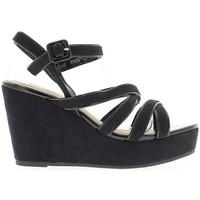 chaussmoi black wedge sandals heel 9 5cm and front tray womens sandals ...