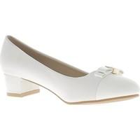 Chaussmoi Escarpins bi matière bouts ronds blancs à petits talons de 3, 5cm women\'s Court Shoes in white