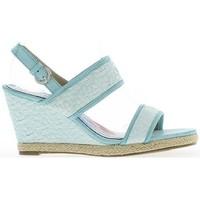 Chaussmoi Blue wedge Sandals heels of 8, 5 cm and 2 cm tray women\'s Sandals in blue