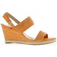 Chaussmoi Orange wedge Sandals heels of 8, 5 cm and 2 cm tray women\'s Sandals in orange