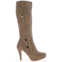 chaussmoi boots women taupe heel 10cm and mini 2cm platform womens hig ...