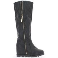 chaussmoi black women boots with 6cm heel womens high boots in black