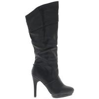 Chaussmoi 11cm heel black platform women boots women\'s High Boots in black