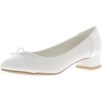 Chaussmoi Escarpins bi matière blancs aspect cuir bouts ronds à petits tal women\'s Court Shoes in white