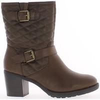 chaussmoi brown boots at large 7cm stem padded heel womens low ankle b ...