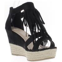 chaussmoi black heel wedge sneakers 9 cm aspect suede with fringe wome ...