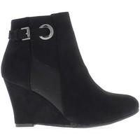 chaussmoi black heel wedge boots 8 cm suede look womens low ankle boot ...