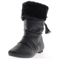 chaussmoi shiny leather look stuffed black flat ankle boots womens low ...