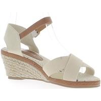 Chaussmoi Espadrilles compensées femme beiges et camel à talons de 7 cm en women\'s Sandals in BEIGE