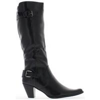 Chaussmoi Black women boots with 7cm look western heel women\'s High Boots in black