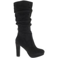 Chaussmoi Black boots with thick 10.5 cm look suede platform heel women\'s High Boots in black