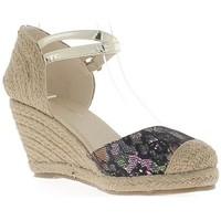 chaussmoi espadrilles wedge woman black high heel 8cm look lace and go ...