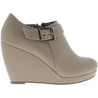 chaussmoi wedge boots taupe 9cm leather heel womens low ankle boots in ...