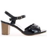 Chaussmoi Sandals black large varnished to 7.5 cm heel women\'s Sandals in black