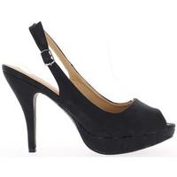 Chaussmoi Sandals size large black matte at heel 11 cm with Platform 2.5 c women\'s Sandals in black