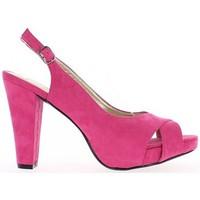 Chaussmoi Sandals grande woman size fushia aspect Suede, 11.5 cm heel open women\'s Sandals in pink