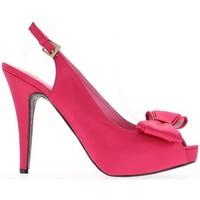 chaussmoi large satin pink sandals size 14cm heel and platform with no ...