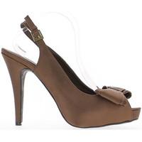 chaussmoi satin large brown sandals size 14cm heel and platform with n ...