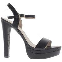 Chaussmoi Black Sandals size to 15.5 cm heel to 4.5 cm effect python platf women\'s Sandals in black