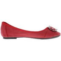 Chaussmoi Ballerina red aspect leather and buckle decor women\'s Shoes (Pumps / Ballerinas) in red