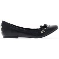 Chaussmoi Ballerina leather black round end women\'s Shoes (Pumps / Ballerinas) in black