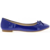Chaussmoi Blue ballerina painted with end node and twill tape 1 cm women\'s Shoes (Pumps / Ballerinas) in blue
