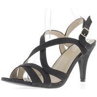 Chaussmoi Sandals size large black sequins at 10cm heel women\'s Sandals in black