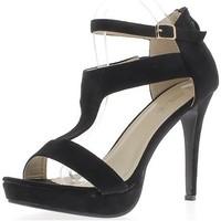 Chaussmoi Great Sandals size black 12cm heel aspect suede platform 3cm women\'s Sandals in black