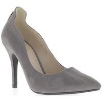 chaussmoi grey pumps open pointed to 10cm aspect suede heel womens cou ...