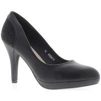 Chaussmoi Matte black shoes 10cm heel and platform decoration strass women\'s Court Shoes in black