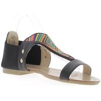 chaussmoi large flat sandals size black heel 1 cm with colorful decor  ...