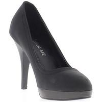 Chaussmoi Matte black woman shoes 10.5 cm heel and platform of 1.5 cm heel women\'s Court Shoes in black