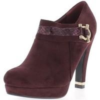 Chaussmoi Bordeaux Richelieux with heels of 11 cm and platform look suede women\'s Low Ankle Boots in red