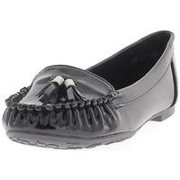 Chaussmoi Varnished black moccasins heel 1 cm with PomPoms women\'s Shoes (Pumps / Ballerinas) in black