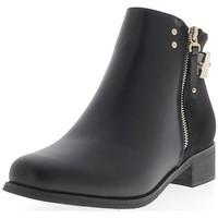 chaussmoi black low boots with heel 35 cm suede and shiny leather look ...
