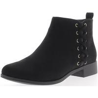 chaussmoi black low boots in 3cm aspect suede decorative lace heel wom ...