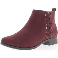 chaussmoi bordeaux low boots in 3cm aspect suede decorative lace heel  ...