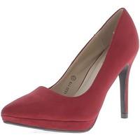 Chaussmoi Red shoes 10.5 cm heel sharp aspect suede with platform women\'s Court Shoes in red