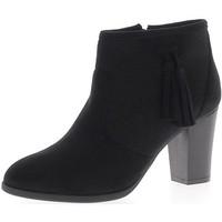 chaussmoi boots low black woman with large 8cm look heel suede and pom ...