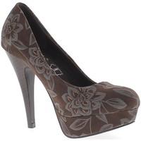 Chaussmoi Brown shoes patterned grey flowers and reflections to 11.5 cm pl women\'s Court Shoes in brown