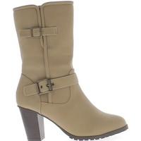 chaussmoi boots beige large filled woman size heel 9 5 cm leather with ...