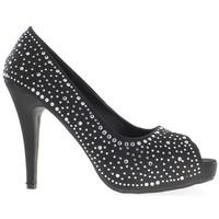 Chaussmoi Pumps large woman size black heel 13cm decoration pearls women\'s Court Shoes in black
