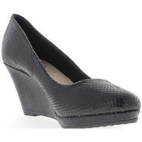 Chaussmoi Offset Black 7cm aspect glossy snake heel woman women\'s Court Shoes in black