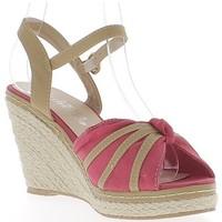 chaussmoi espadrilles wedge woman red and camel heels 9cm canvas women ...