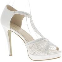 chaussmoi sandals size large white 12cm lace and suede look heel women ...