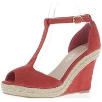 chaussmoi espadrilles wedge woman red 10cm aspect suede with platform  ...